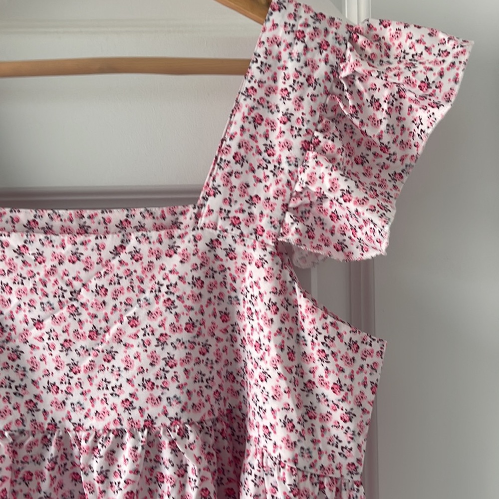 Pink square neck babydoll dress